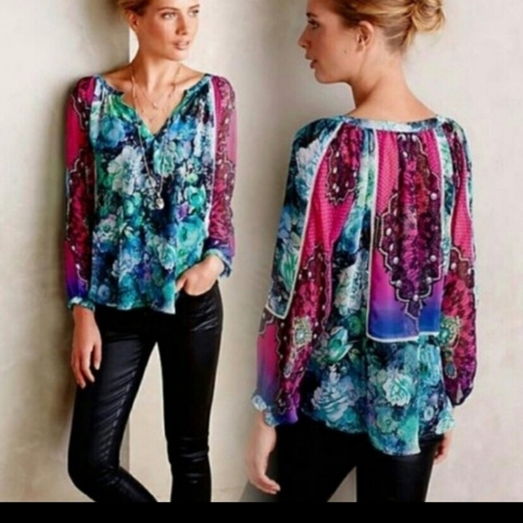 Anthropologie KAS New YorkFemina Peasant Blouse - Picture 1 of 6